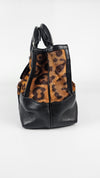 Black / Brown Leopard Print Calf Hair and Leather Boogie Satchel&nbsp;