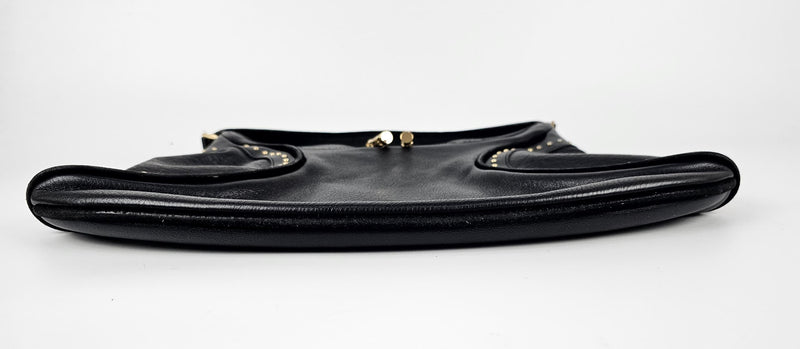 Vintage Black Leather Studded Repeat Hobo&nbsp;