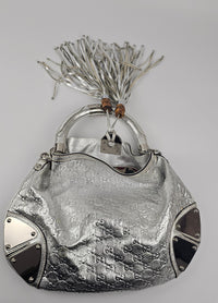 Silver Guccissima Leather Babouska Indy Hobo 117139 203998