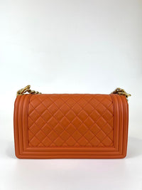 Boy Quilted Calfskin Old Medium Orange GHW