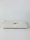 White Leather Long Flap Wallet