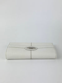 White Leather Long Flap Wallet