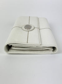 White Leather Long Flap Wallet