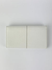 White Leather Long Flap Wallet