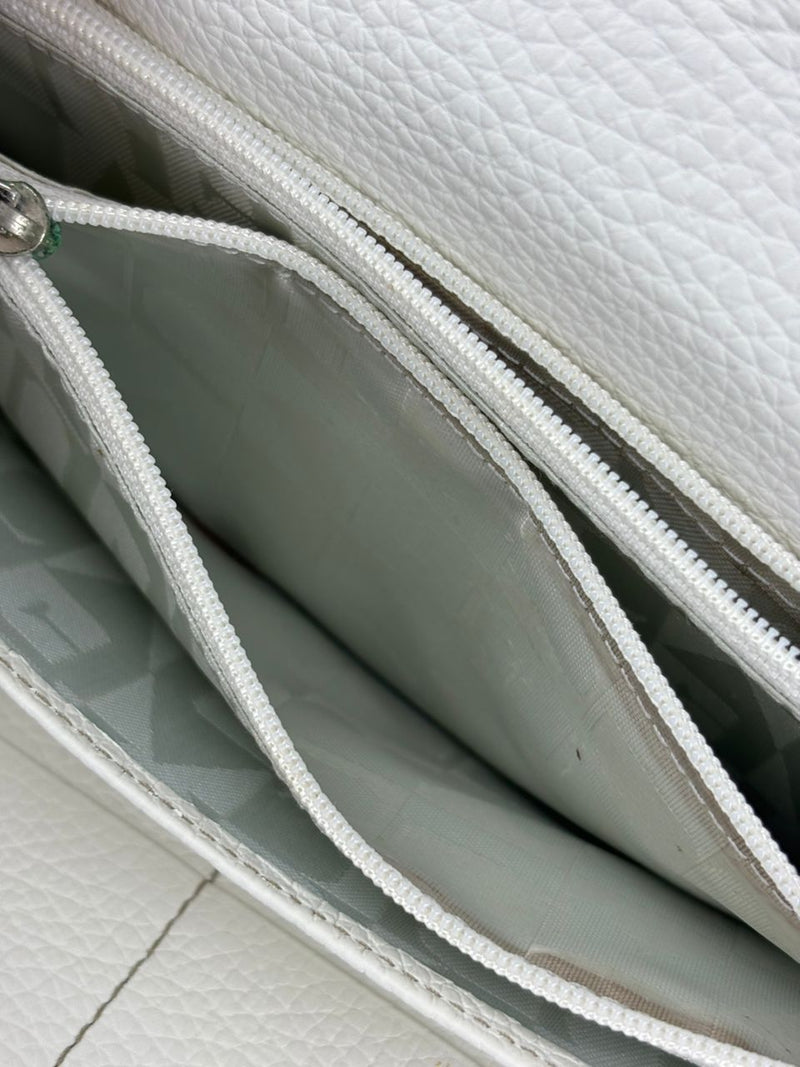 White Leather Long Flap Wallet