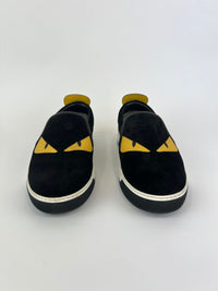 Black Suede Monster Slip On Sneakers