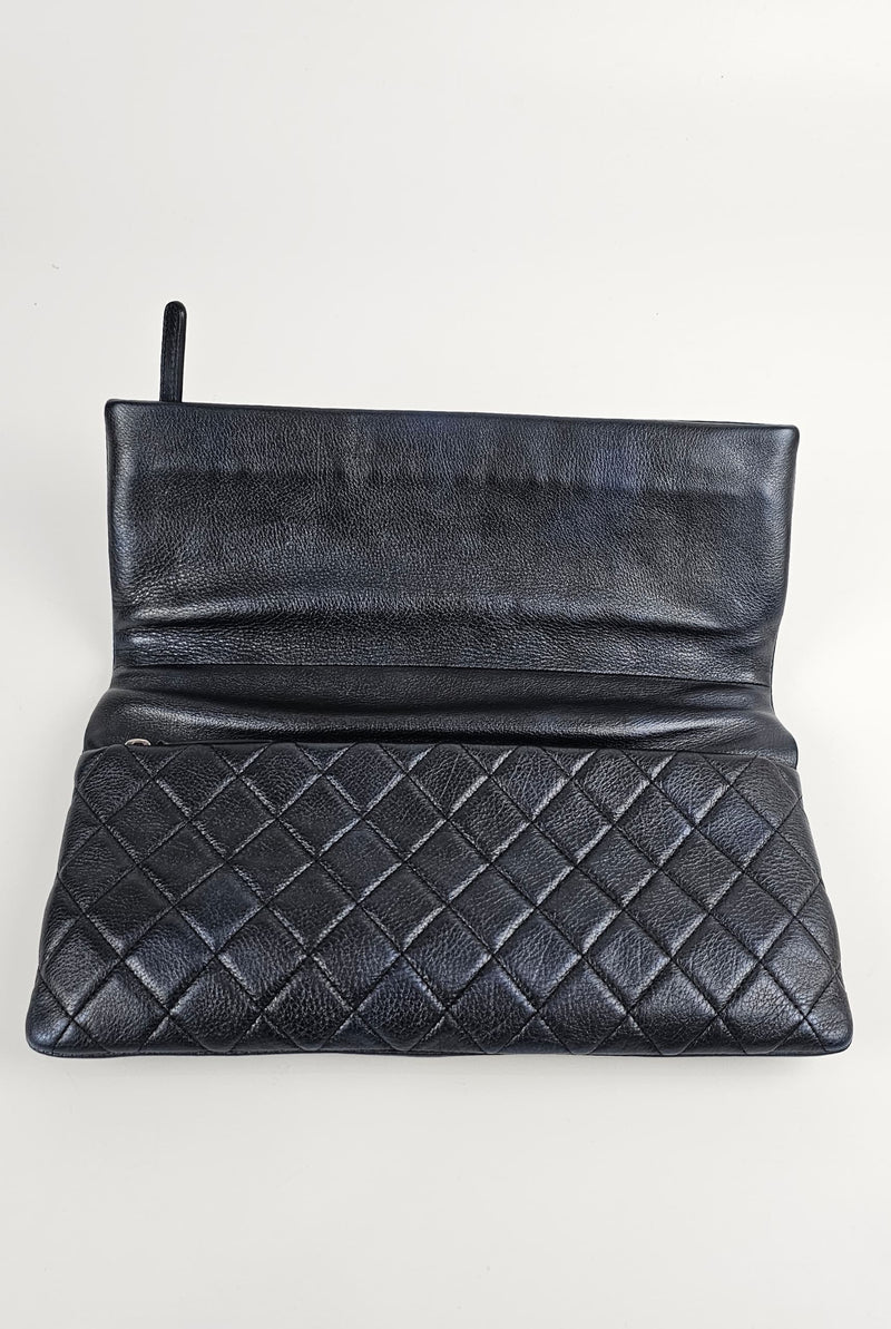 Boy Quilted Folded Pouch in Dark Navy Iridescent Lambskin