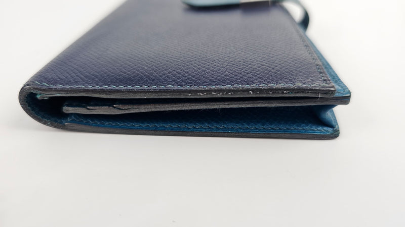 Bearn Bicolor Wallet Soufflet Epsom Bleu Nuit / Turquoise PHW