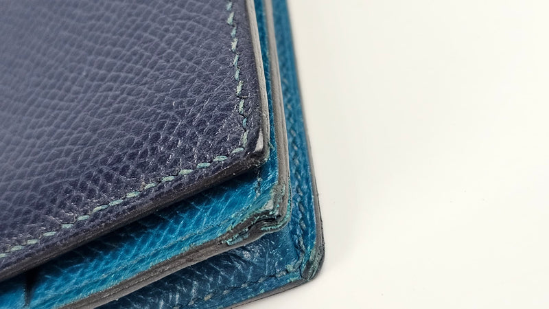 Bearn Bicolor Wallet Soufflet Epsom Bleu Nuit / Turquoise PHW