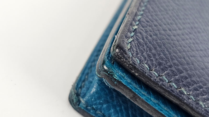 Bearn Bicolor Wallet Soufflet Epsom Bleu Nuit / Turquoise PHW