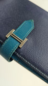 Bearn Bicolor Wallet Soufflet Epsom Bleu Nuit / Turquoise PHW