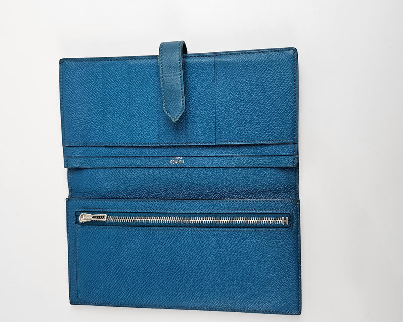 Bearn Bicolor Wallet Soufflet Epsom Bleu Nuit / Turquoise PHW