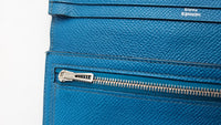 Bearn Bicolor Wallet Soufflet Epsom Bleu Nuit / Turquoise PHW