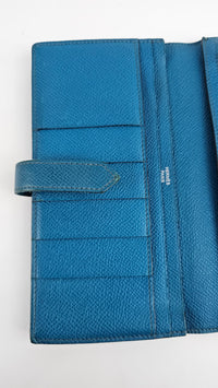 Bearn Bicolor Wallet Soufflet Epsom Bleu Nuit / Turquoise PHW