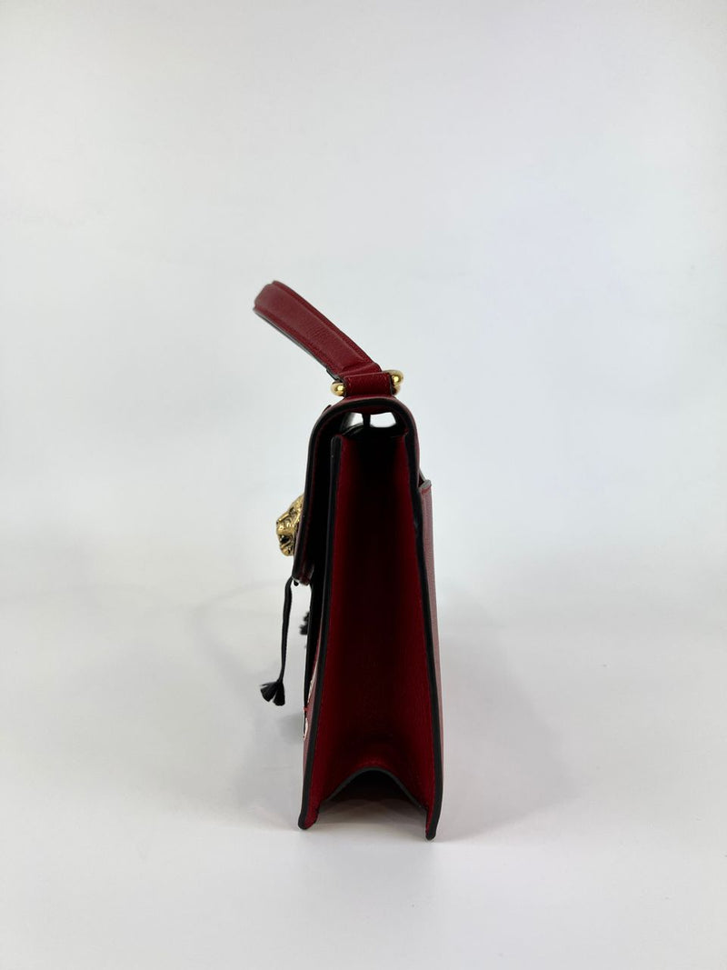 Red Leather Osiride Future Top Handle Bag