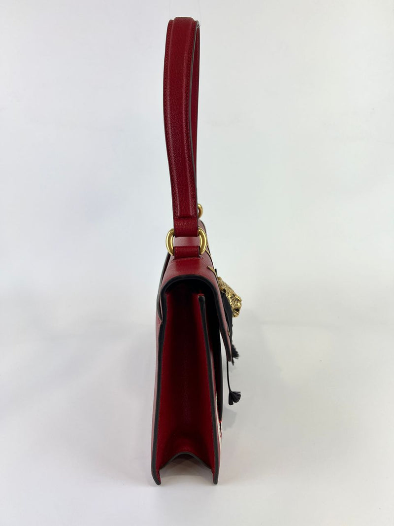 Red Leather Osiride Future Top Handle Bag