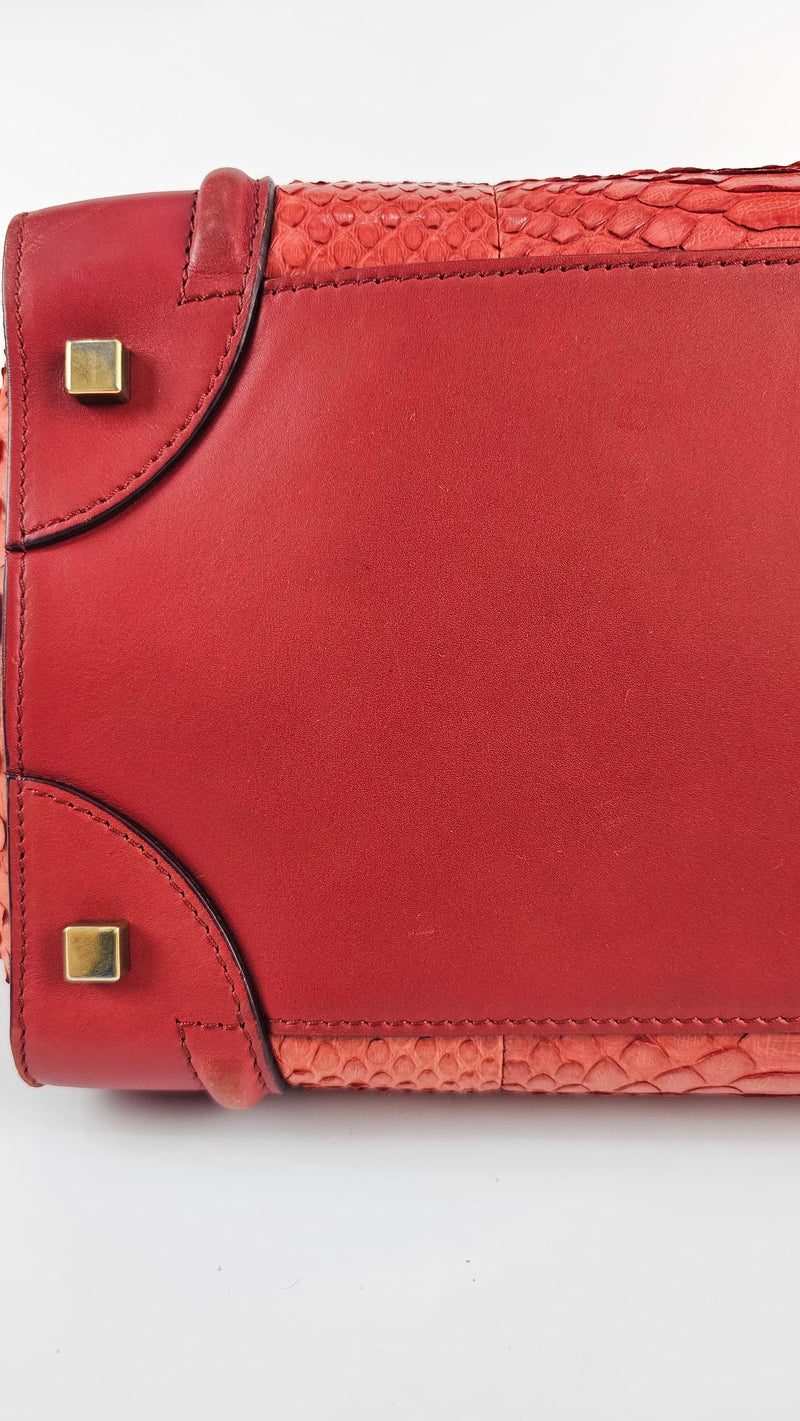 Red Python Mini Luggage Tote