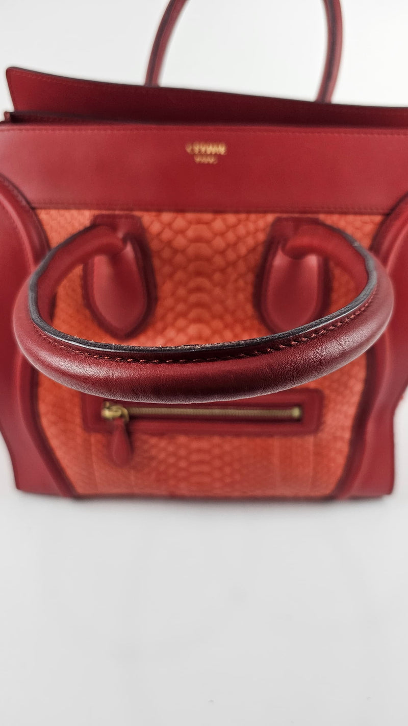 Red Python Mini Luggage Tote