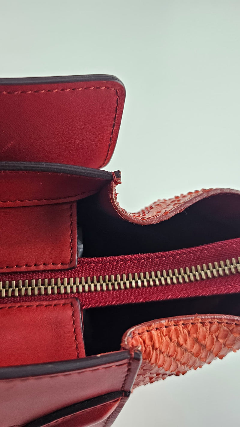 Red Python Mini Luggage Tote