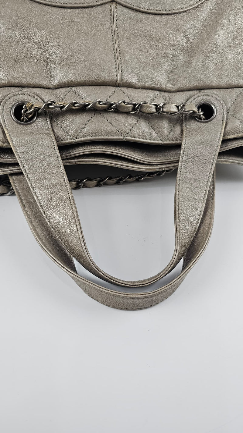 Grey Calfskin Trianon Tote with Chain RHW