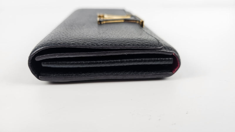 Black Taurillon Leather Capucines Wallet