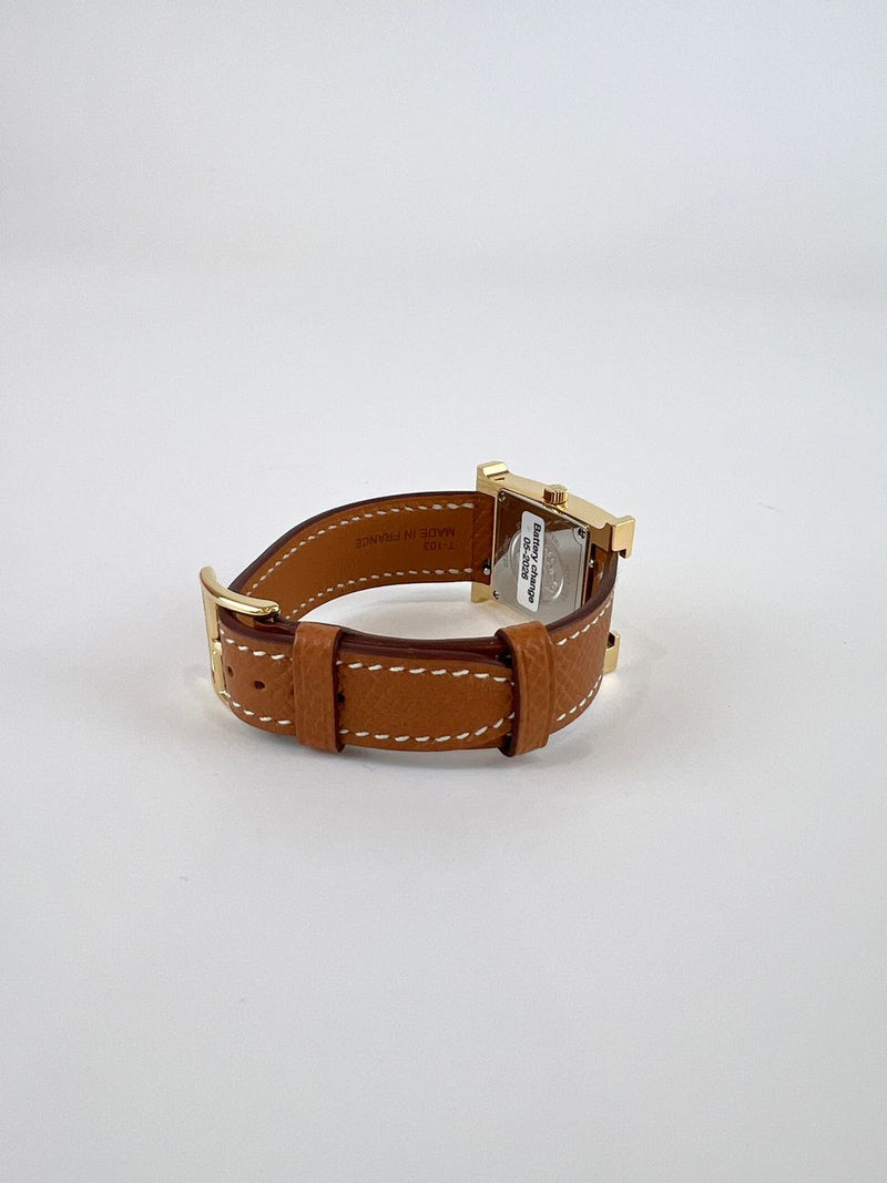 Heure 25mm H Watch in Gold Chestnut Strap GHW