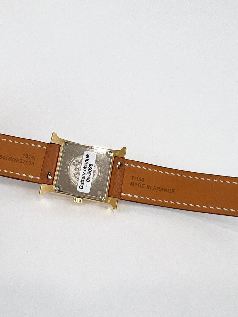 Heure 25mm H Watch in Gold Chestnut Strap GHW