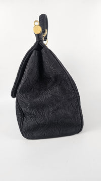 Miss Sicily Black Brocade Fabric Bag