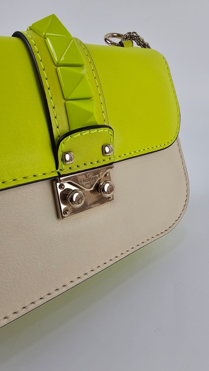 Rockstud Small Glam Lock Bag in Fluo