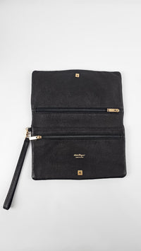 Nero Lambskin Leather Bow Flap Wristlet