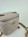 Classic Mini Pearl Crush Vanity With Chain Lilac Pink Lambskin AGHW