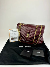 Medium Burgundy Quilted Leather Loulou Shoulder Bag