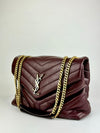 Medium Burgundy Quilted Leather Loulou Shoulder Bag