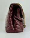 Medium Burgundy Quilted Leather Loulou Shoulder Bag