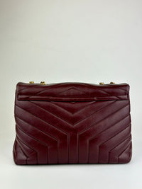 Medium Burgundy Quilted Leather Loulou Shoulder Bag