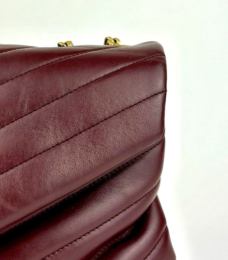 Medium Burgundy Quilted Leather Loulou Shoulder Bag