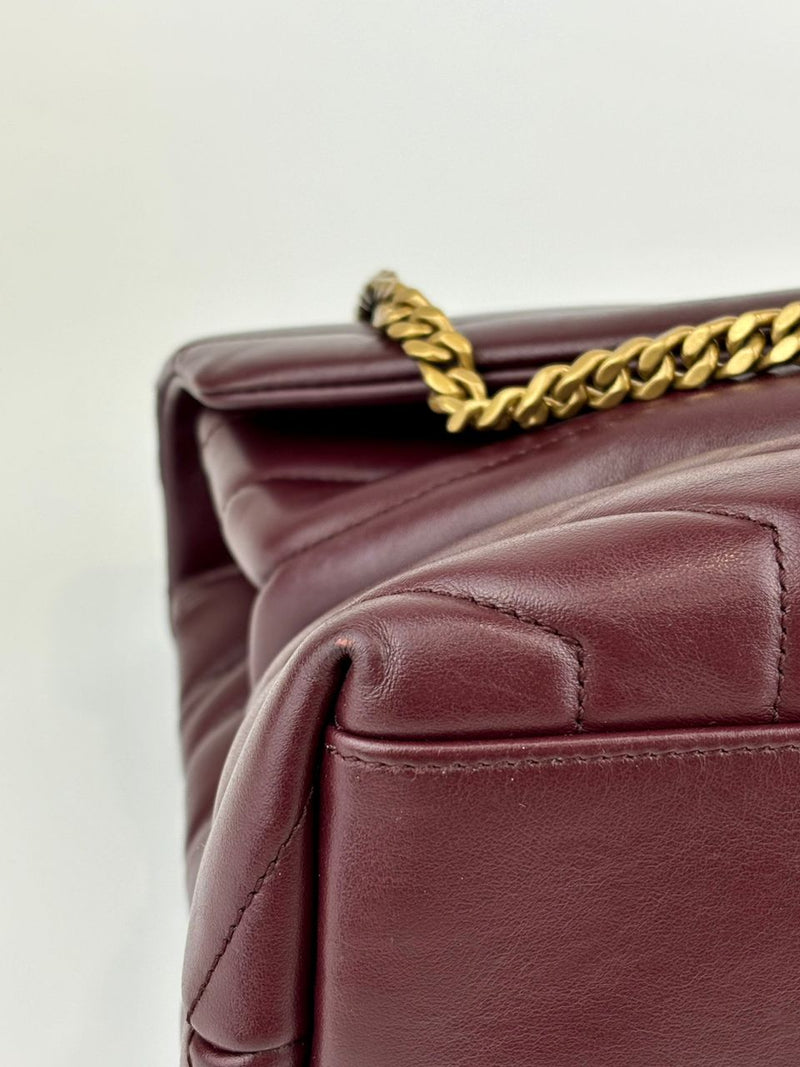 Medium Burgundy Quilted Leather Loulou Shoulder Bag