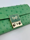 Green Ostrich Long Wallet