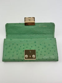 Green Ostrich Long Wallet