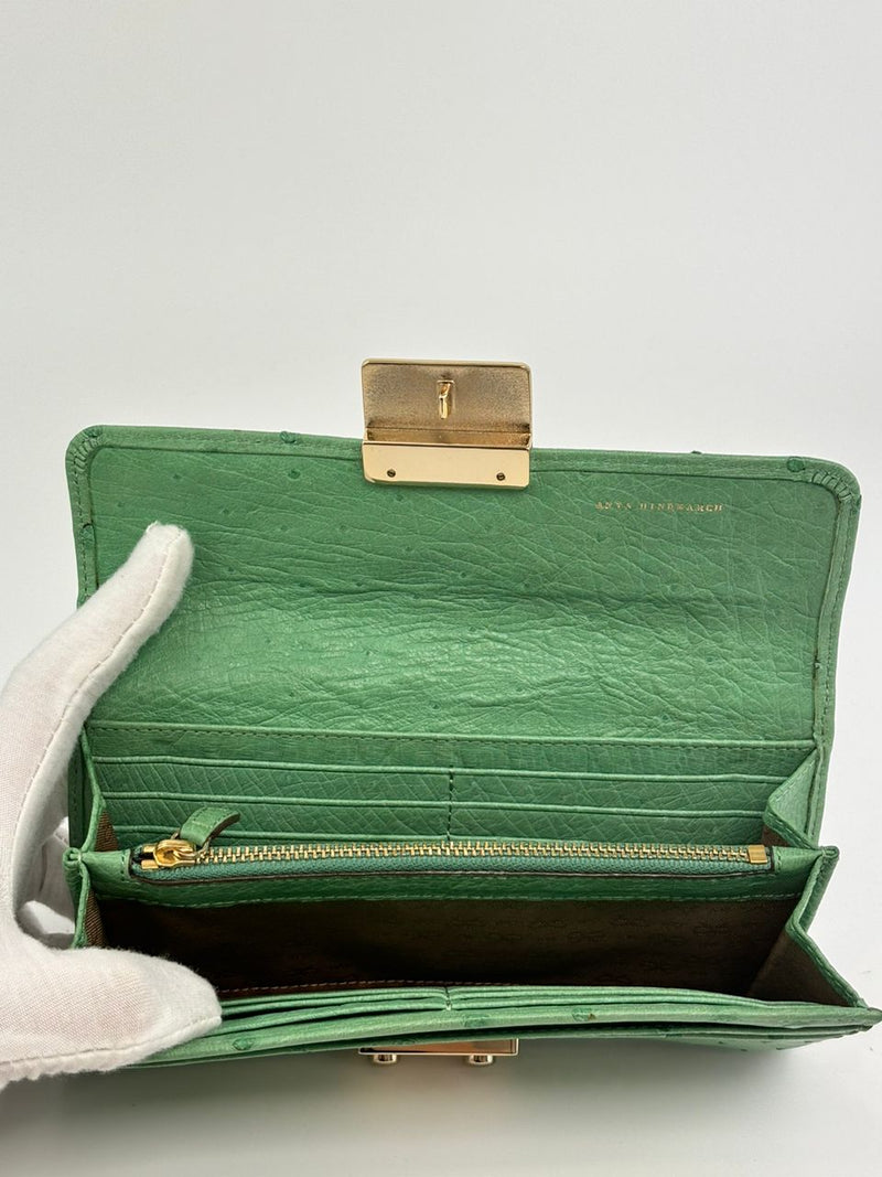 Green Ostrich Long Wallet