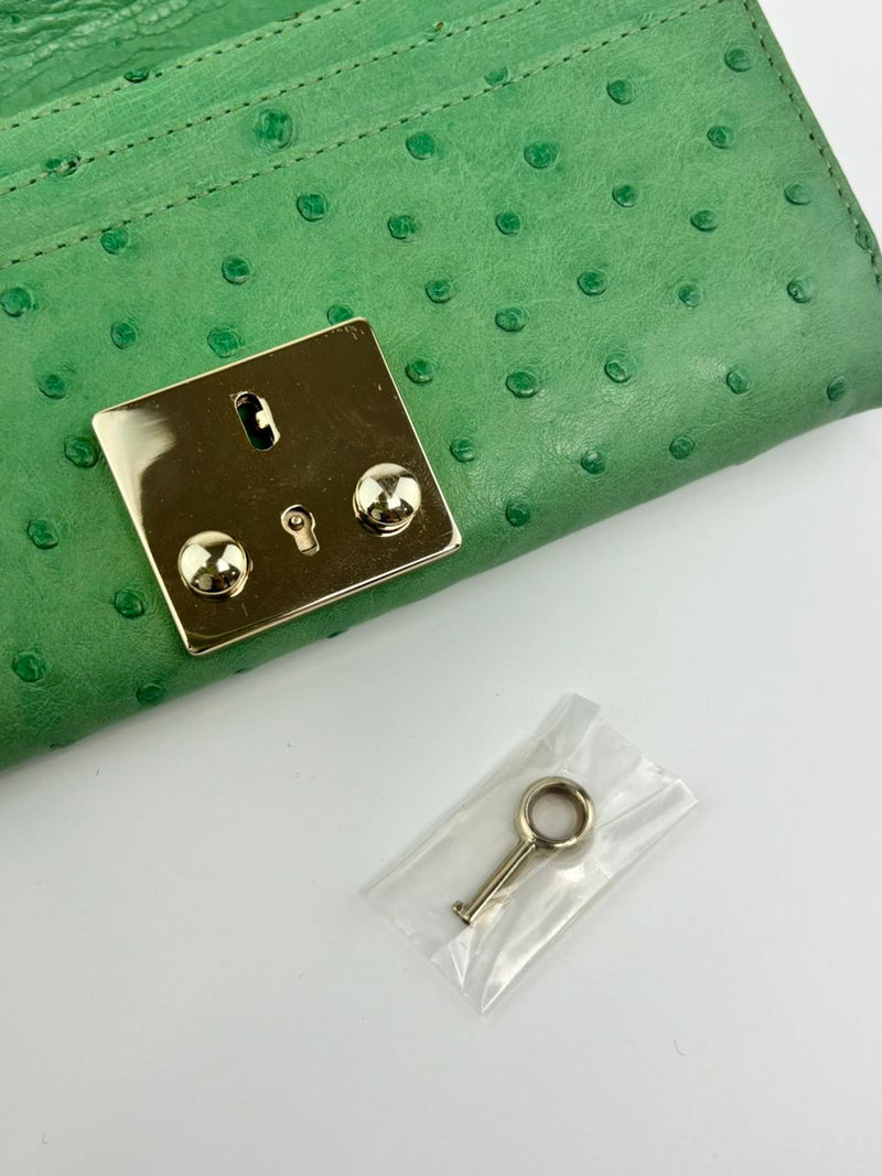 Green Ostrich Long Wallet