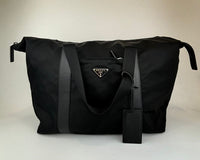 V49Z Nylon and Saffiano Leather Duffle Bag Nero