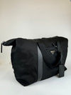 V49Z Nylon and Saffiano Leather Duffle Bag Nero