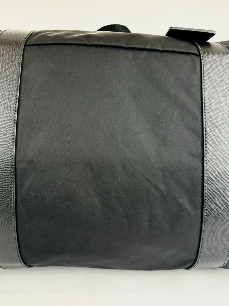 V49Z Nylon and Saffiano Leather Duffle Bag Nero