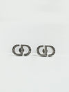 Petit CD Stud Earrings Silver-Finish Metal with White Crystals