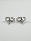 Petit CD Stud Earrings Silver-Finish Metal with White Crystals