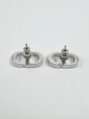 Petit CD Stud Earrings Silver-Finish Metal with White Crystals