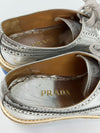 Metallic Silver Espadrille Jute Platform Oxford Brogue Size 37