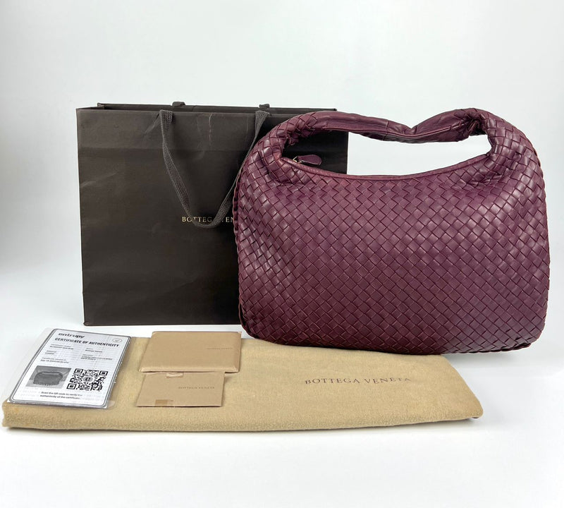 Intrecciato Medium Hobo in Aubergine