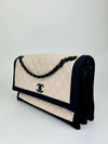 Medium Two Tone Flap Bag Quilted Lambskin with Grosgrain